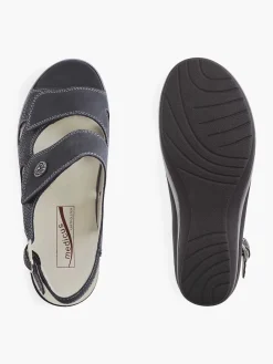 Clearance Donkerblauwe Leren Sandaal Dames Comfort Schoenen