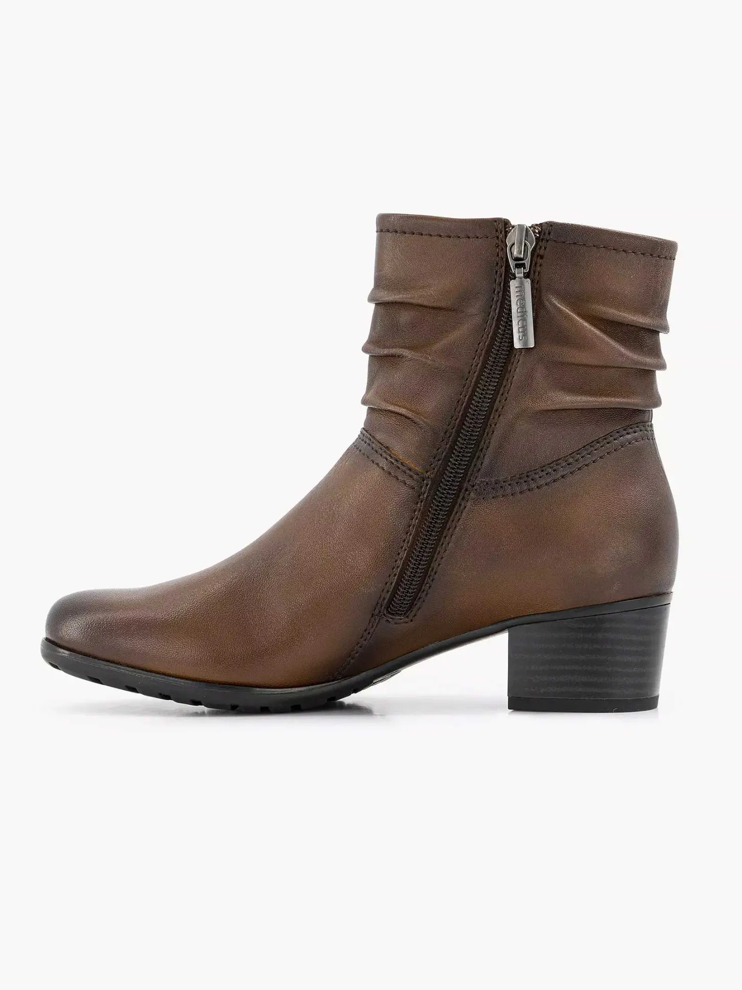 New Donkerbruine Leren Comfort Enkellaars Hak Dames Enkellaarzen & Boots