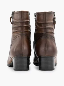 New Donkerbruine Leren Comfort Enkellaars Hak Dames Enkellaarzen & Boots