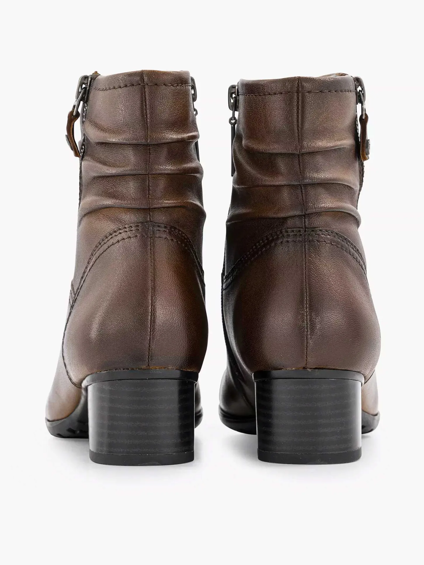 New Donkerbruine Leren Comfort Enkellaars Hak Dames Enkellaarzen & Boots