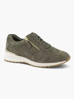 Discount Donkergroene Leren Comfort Sneaker Dames Comfort Schoenen