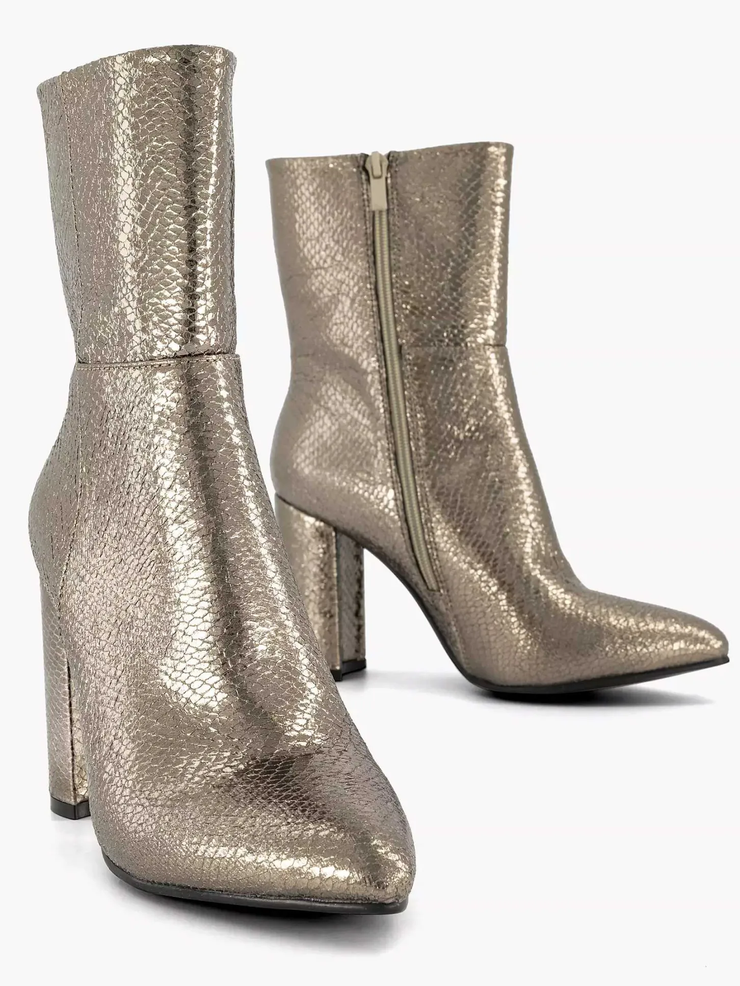Sale Gouden Enkellaars Slangenprint Dames Enkellaarzen & Boots