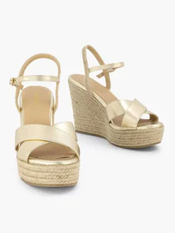Best Gouden Espadrille Sleehak Dames Sandalen