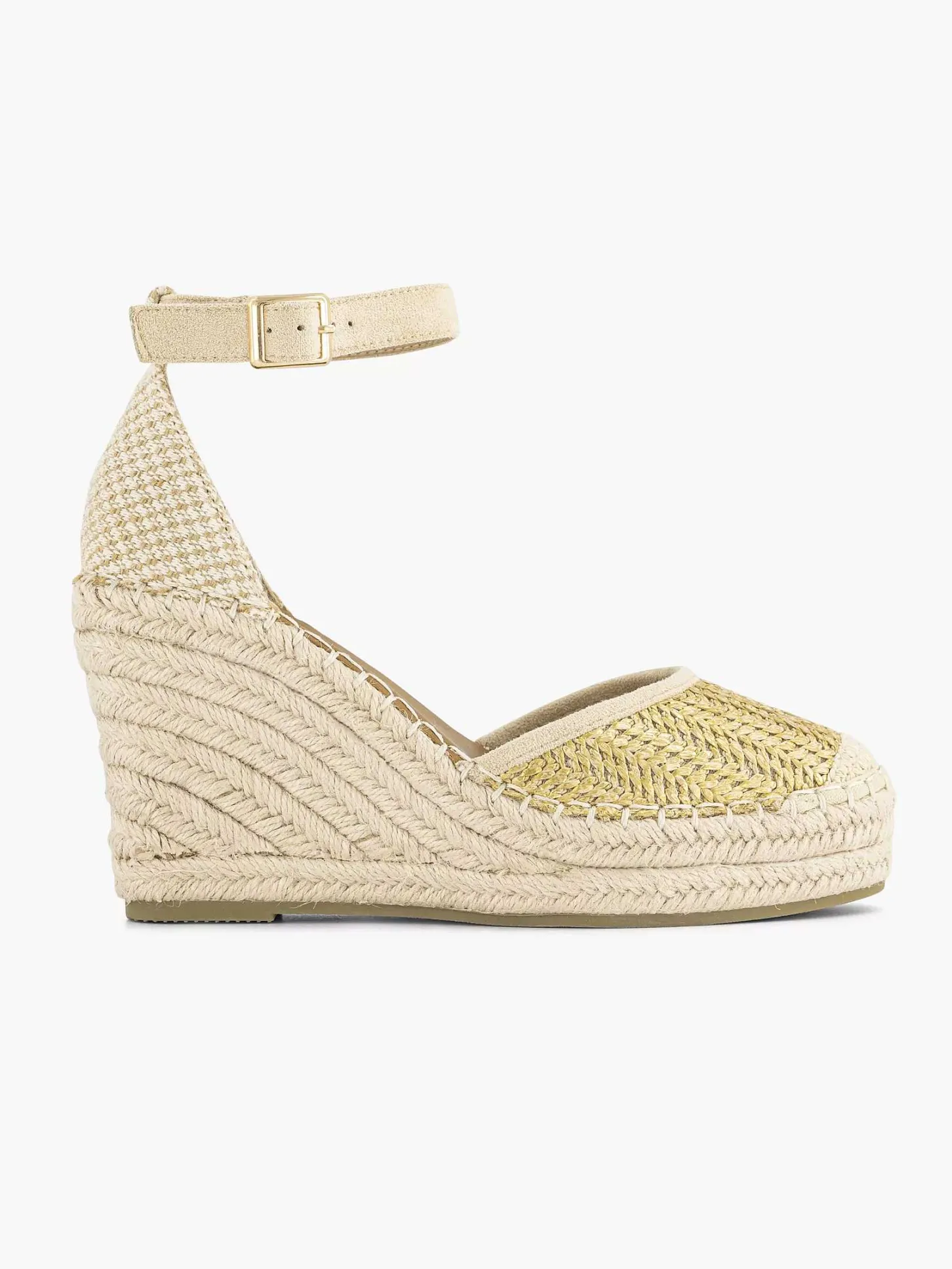 Sale Gouden Espadrille Sleehak Dames Hoge Hakken