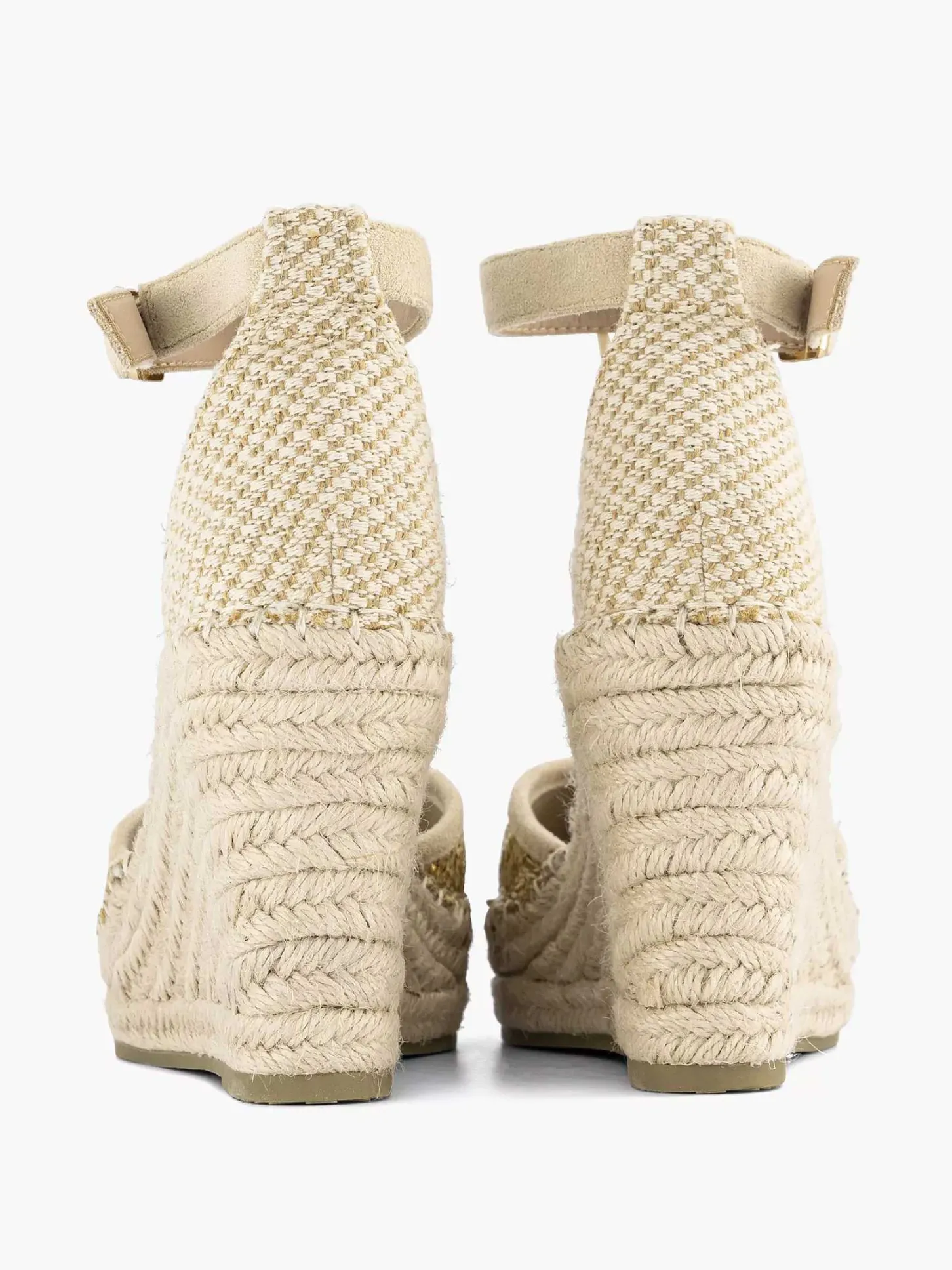 Sale Gouden Espadrille Sleehak Dames Hoge Hakken