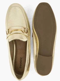 Outlet Gouden Loafer Sierketting Dames Instappers