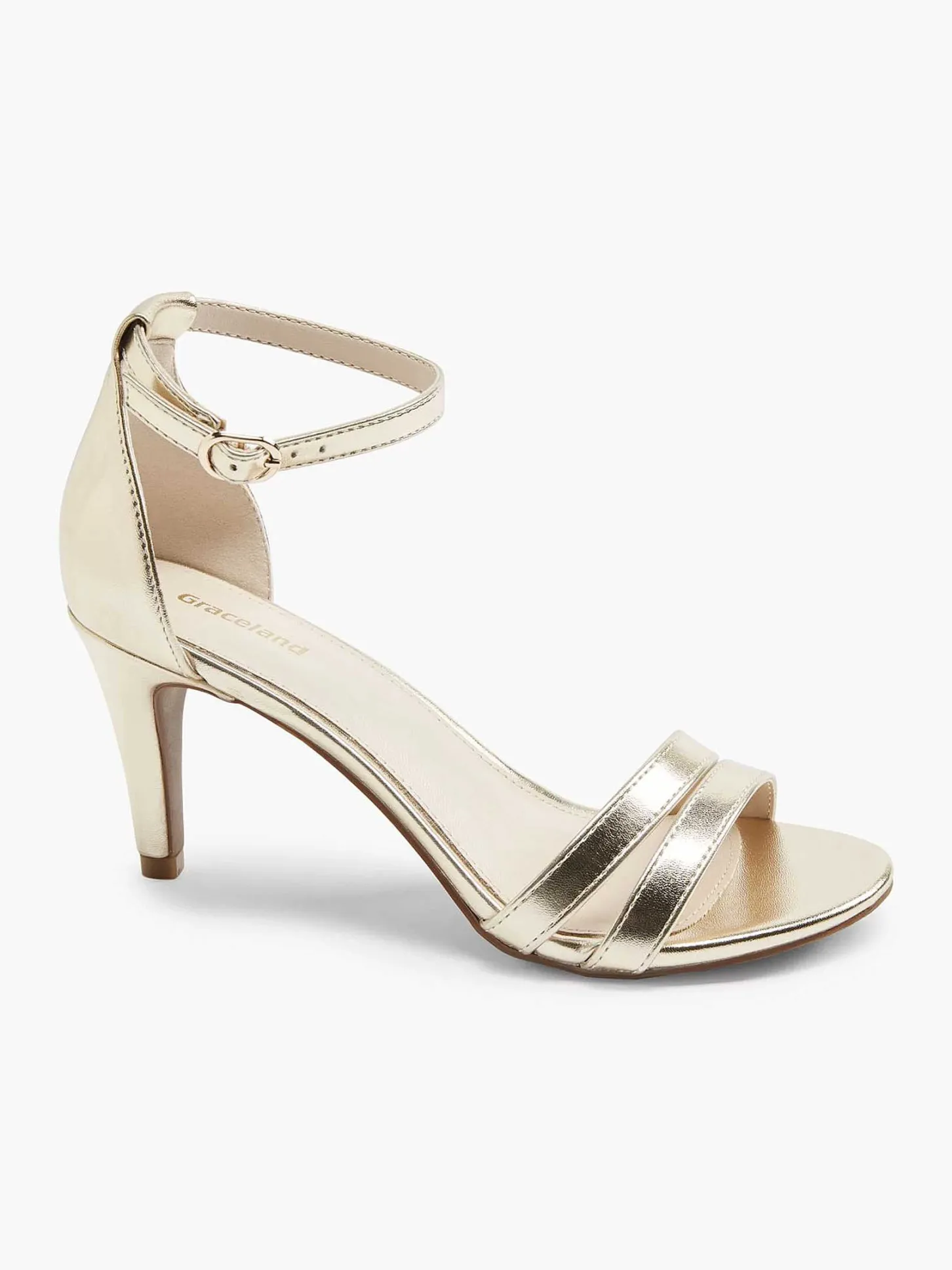 Gouden Sandalette Metallic Dames Hoge Hakken