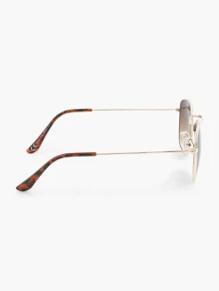 Outlet Gouden Zonnebril Met Bruine Glazen Dames Online Exclusive Accessoires