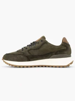 Outlet Groene Leren Chunky Sneaker Heren Sneakers