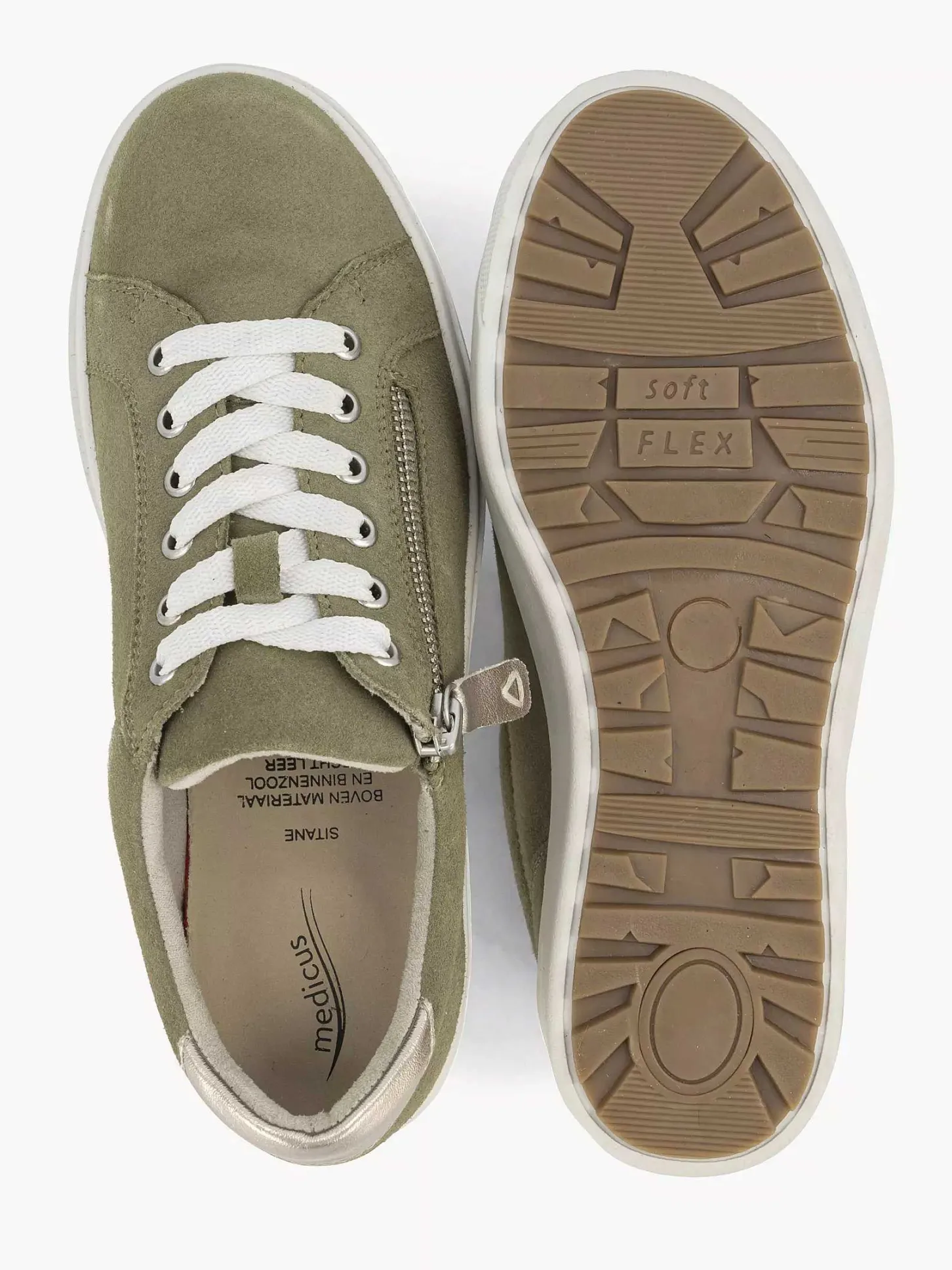 Groene Leren Comfort Sneaker Dames Comfort Schoenen