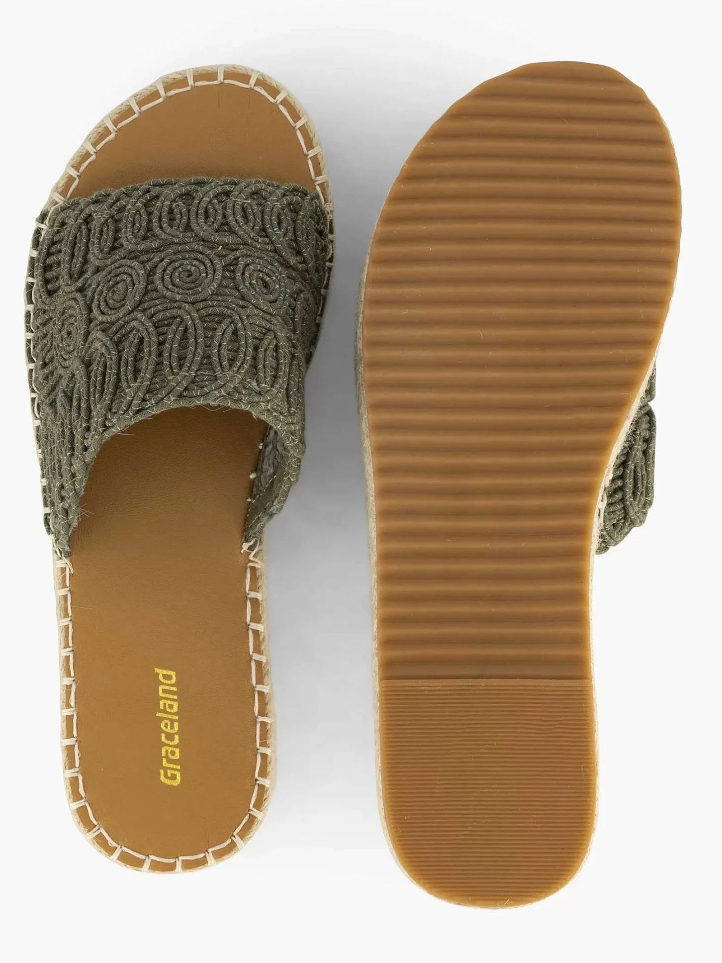 Online Khaki Platform Slipper Dames Slippers