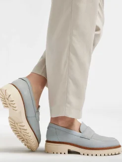 Online Lichtblauwe Chunky Nubuck Loafer Dames Instappers