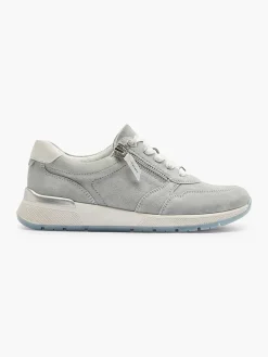 Outlet Lichtblauwe Leren Sneaker Dames Comfort Schoenen
