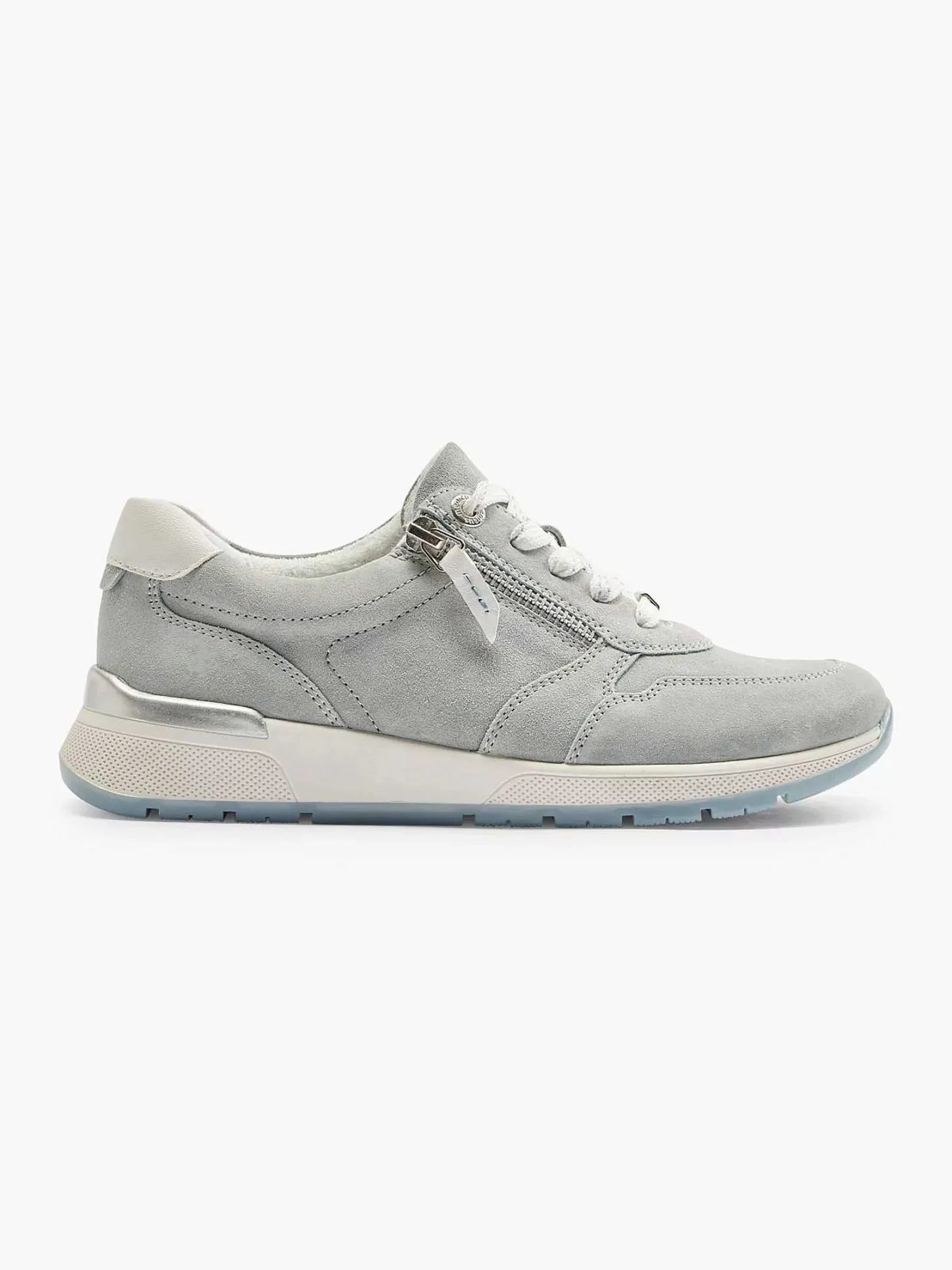 Outlet Lichtblauwe Leren Sneaker Dames Comfort Schoenen