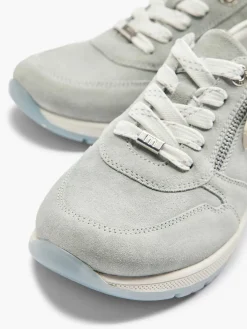 Outlet Lichtblauwe Leren Sneaker Dames Comfort Schoenen