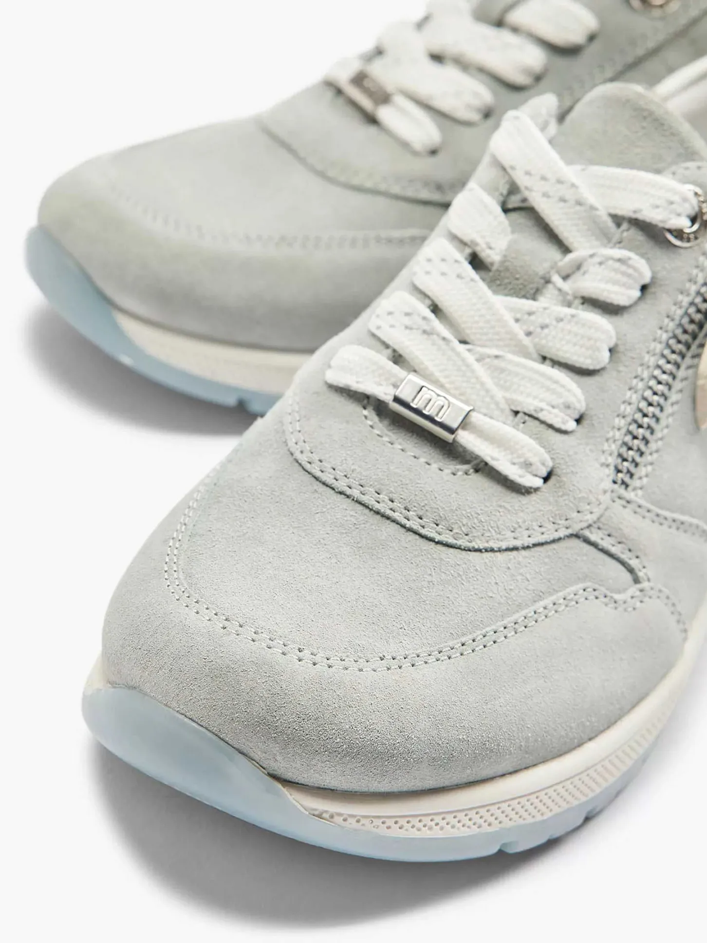 Outlet Lichtblauwe Leren Sneaker Dames Comfort Schoenen