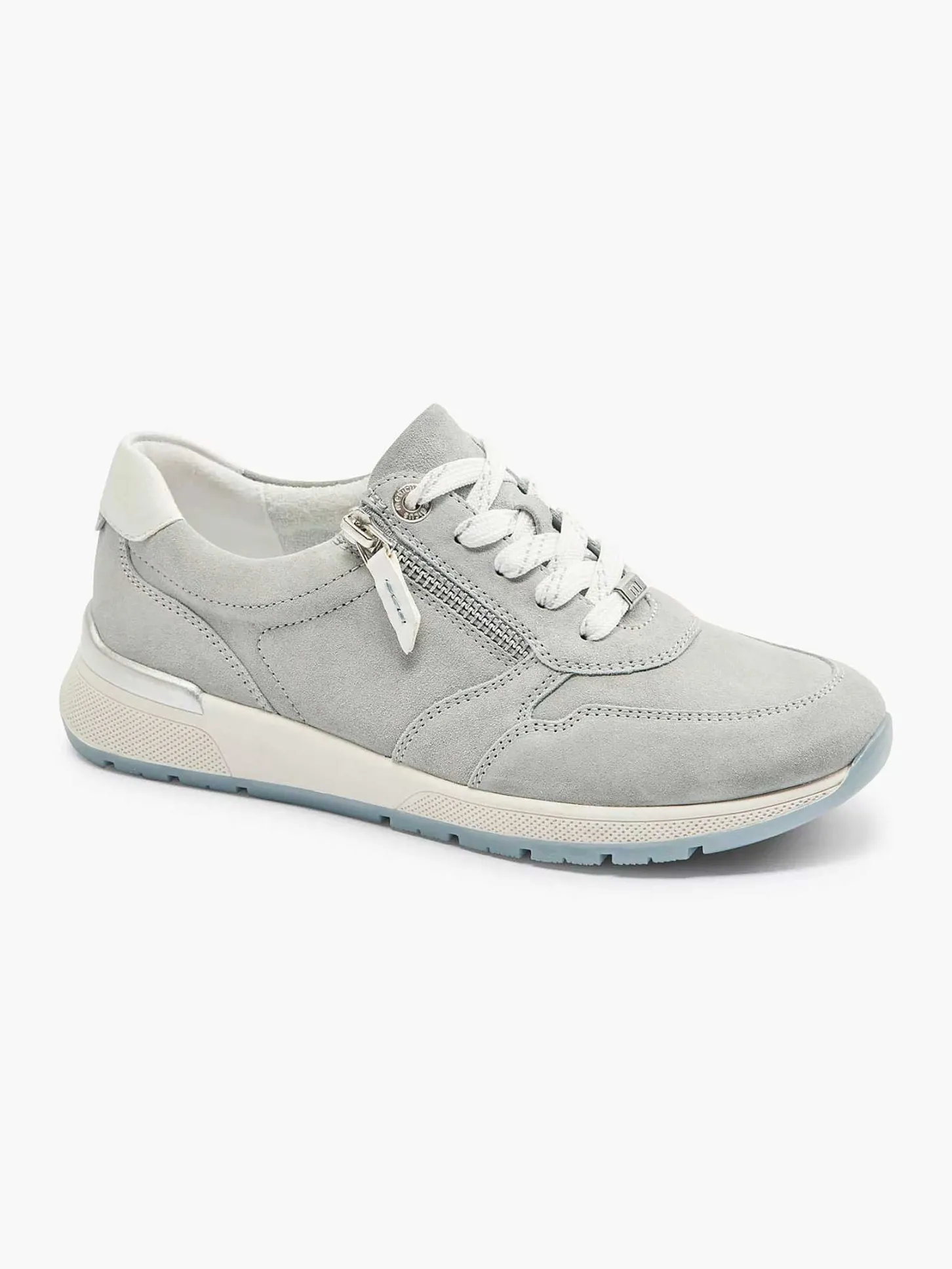 Outlet Lichtblauwe Leren Sneaker Dames Comfort Schoenen