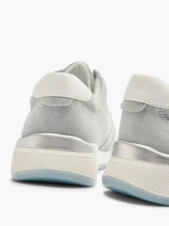 Outlet Lichtblauwe Leren Sneaker Dames Comfort Schoenen