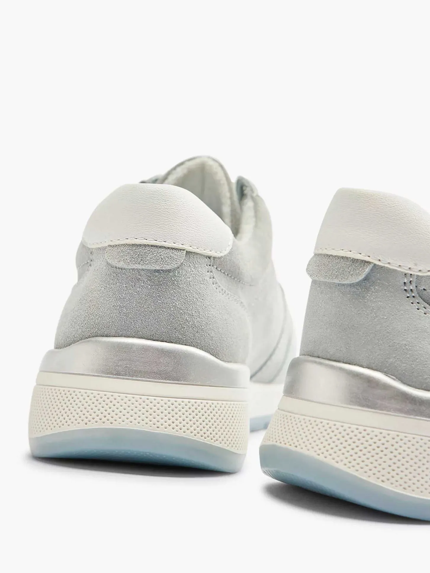Outlet Lichtblauwe Leren Sneaker Dames Comfort Schoenen