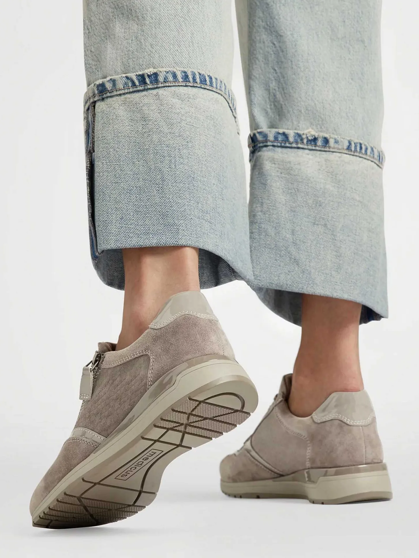 Sale Taupe Leren Comfort Sneaker Dames Comfort Schoenen