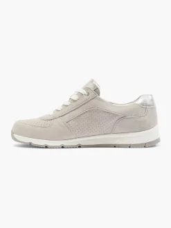 New Taupe Leren Sneaker Dames Comfort Schoenen