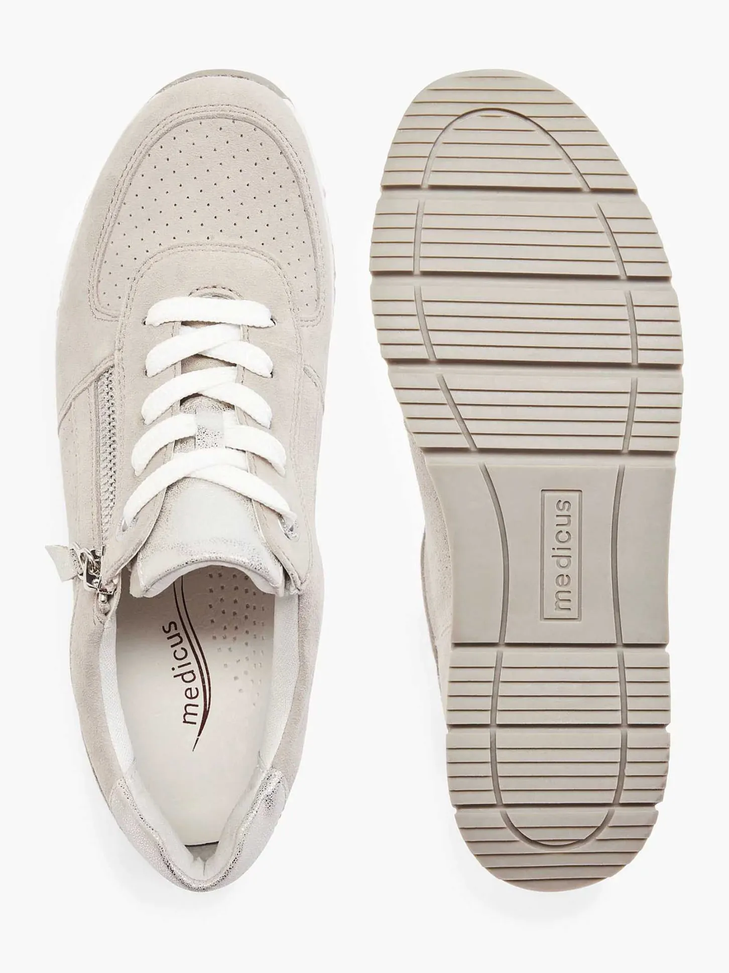 New Taupe Leren Sneaker Dames Comfort Schoenen
