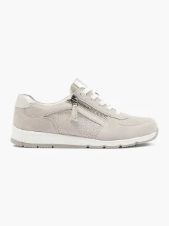 New Taupe Leren Sneaker Dames Comfort Schoenen