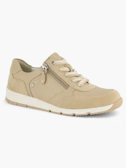 Taupe Leren Sneaker Dames Comfort Schoenen