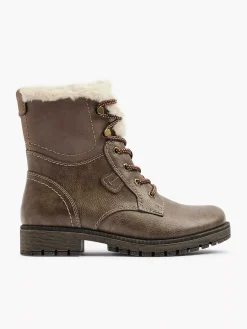 Clearance Taupe Veterboot Dames Enkellaarzen & Boots