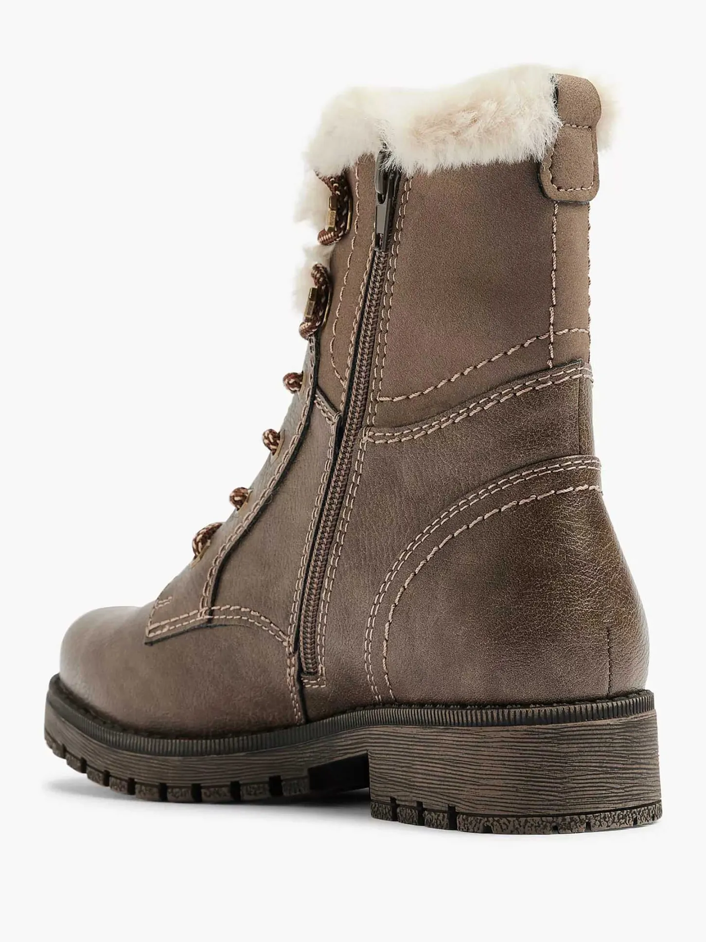 Clearance Taupe Veterboot Dames Enkellaarzen & Boots
