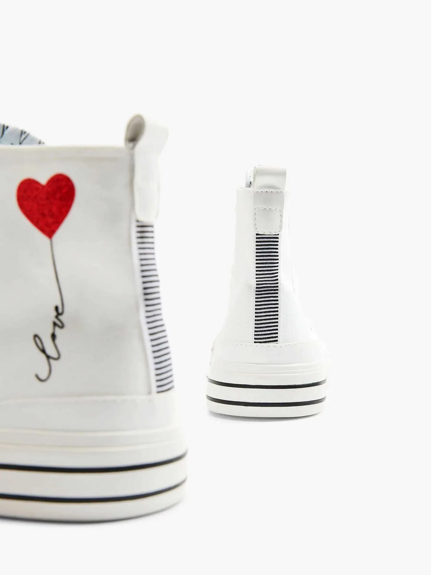 Hot Witte Hoge Canvas Sneaker Hartje Dames Sneakers