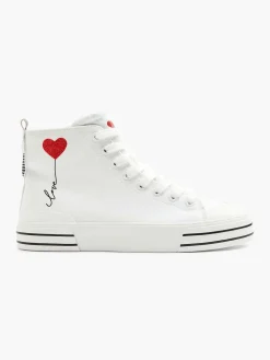 Hot Witte Hoge Canvas Sneaker Hartje Dames Sneakers