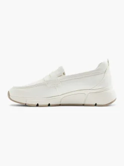 Clearance Witte Leren Comfort Instapper Dames Comfort Schoenen
