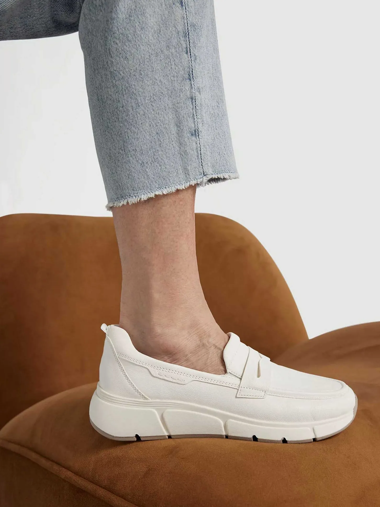 Clearance Witte Leren Comfort Instapper Dames Comfort Schoenen