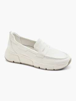 Clearance Witte Leren Comfort Instapper Dames Comfort Schoenen