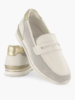 Sale Witte Leren Instapper Dames Comfort Schoenen