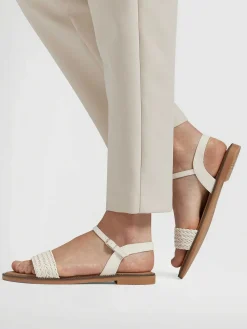 Outlet Witte Sandaal Gevlochten Dames Sandalen