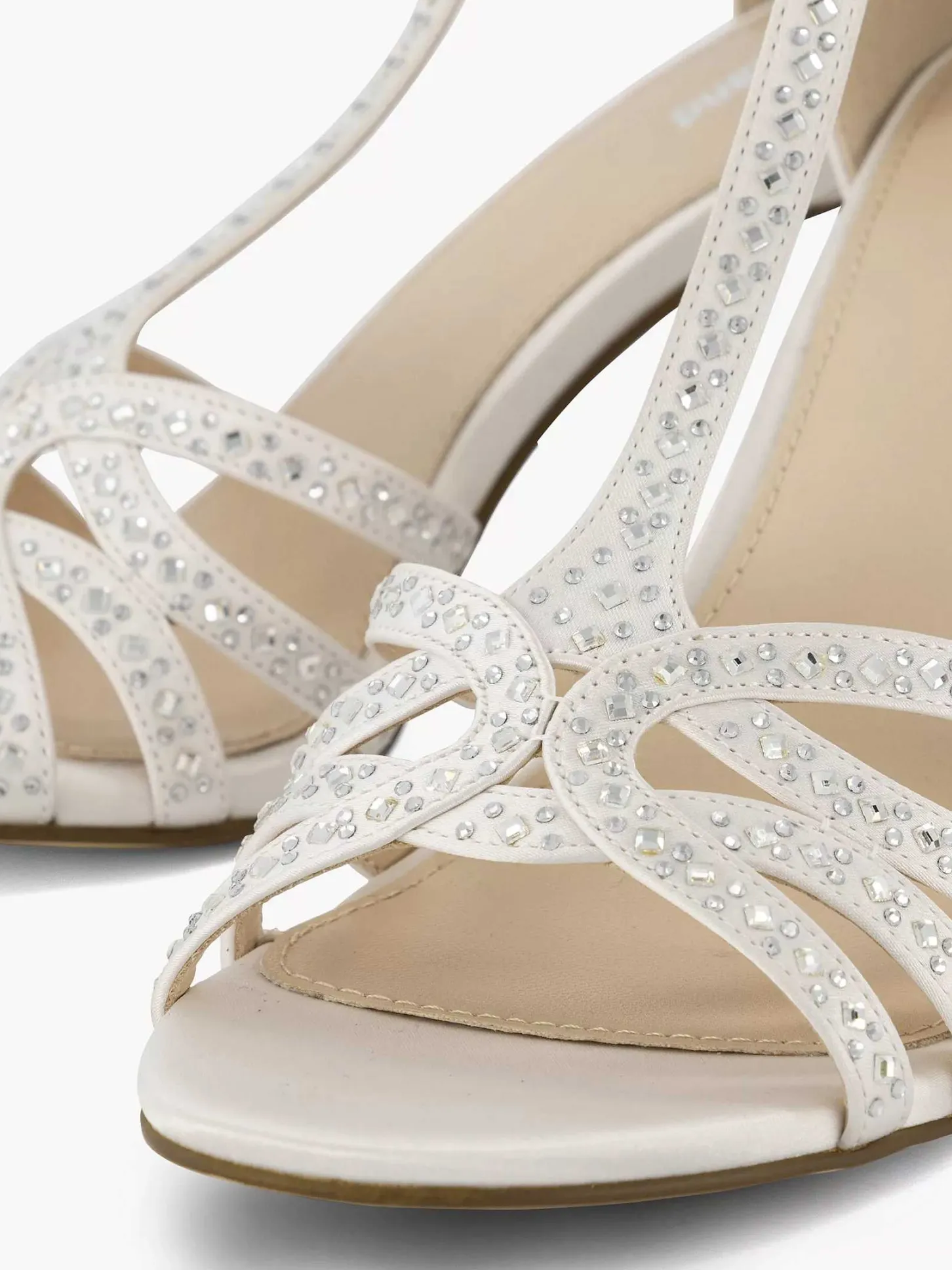 Best Witte Sandalette Steentjes Dames Hoge Hakken