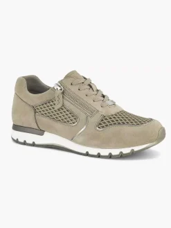 New Zandkleurige Leren Comfort Sneaker Dames Comfort Schoenen