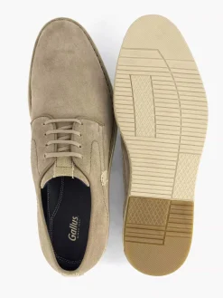 Clearance Zandkleurige Leren Veterschoen Heren Geklede Schoenen