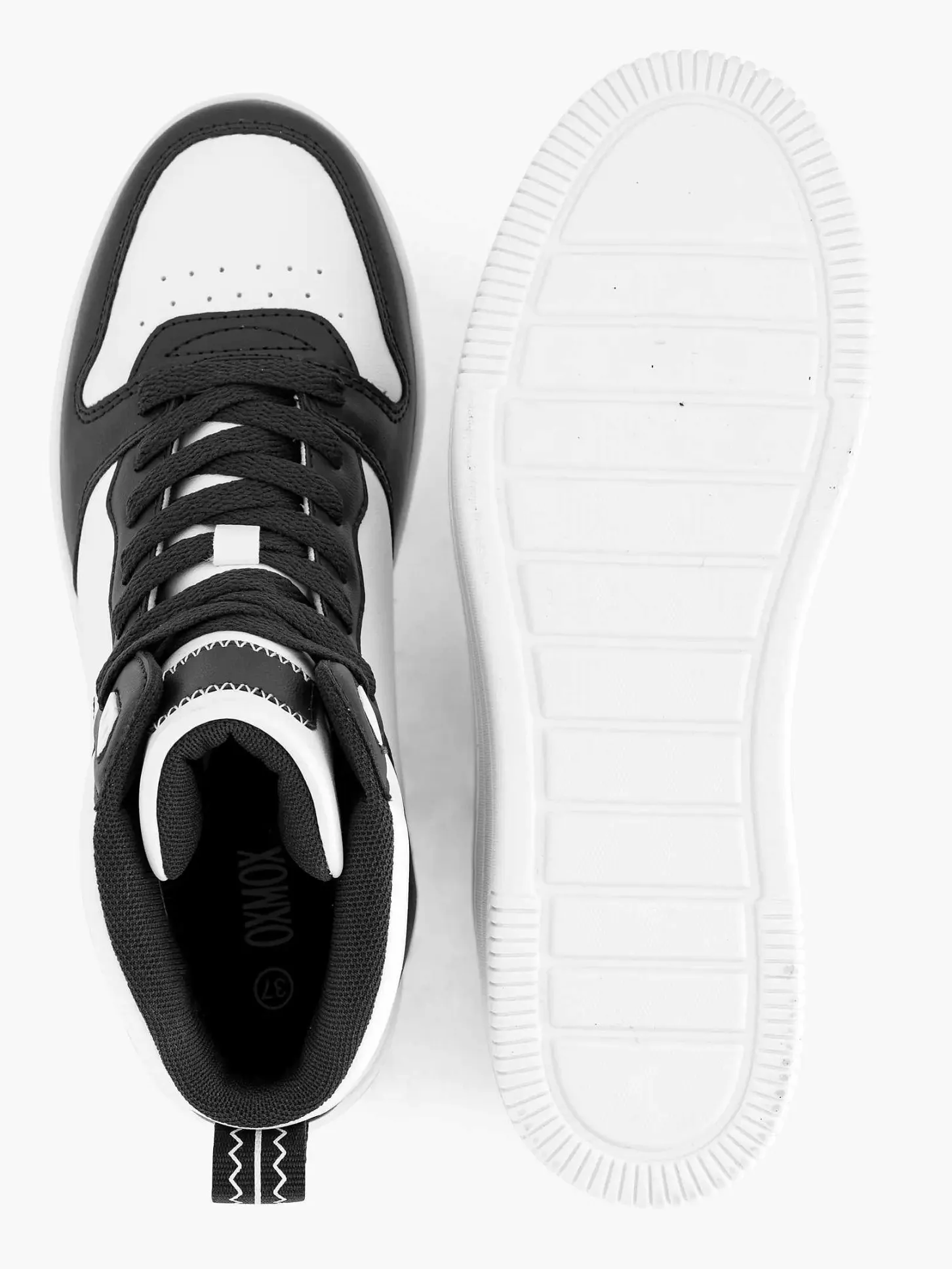 Outlet Zwart Witte Hoge Sneaker Dames Sneakers