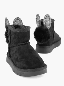 Clearance Zwarte Boot Konijn Gevoerd Kinderen Babyschoenen