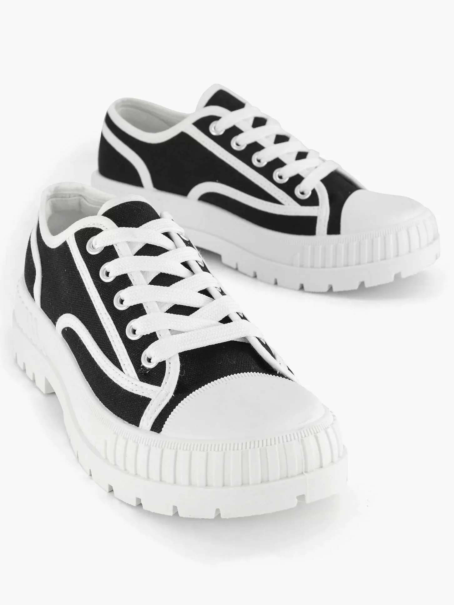 New Zwarte Canvas Chunky Sneaker Dames Sneakers