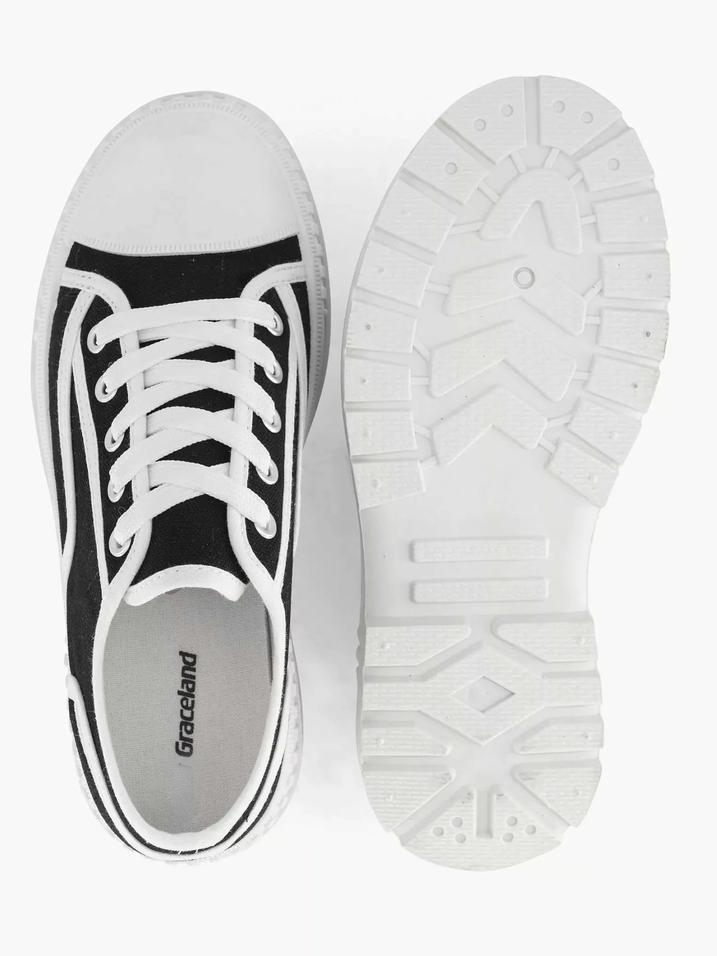 New Zwarte Canvas Chunky Sneaker Dames Sneakers