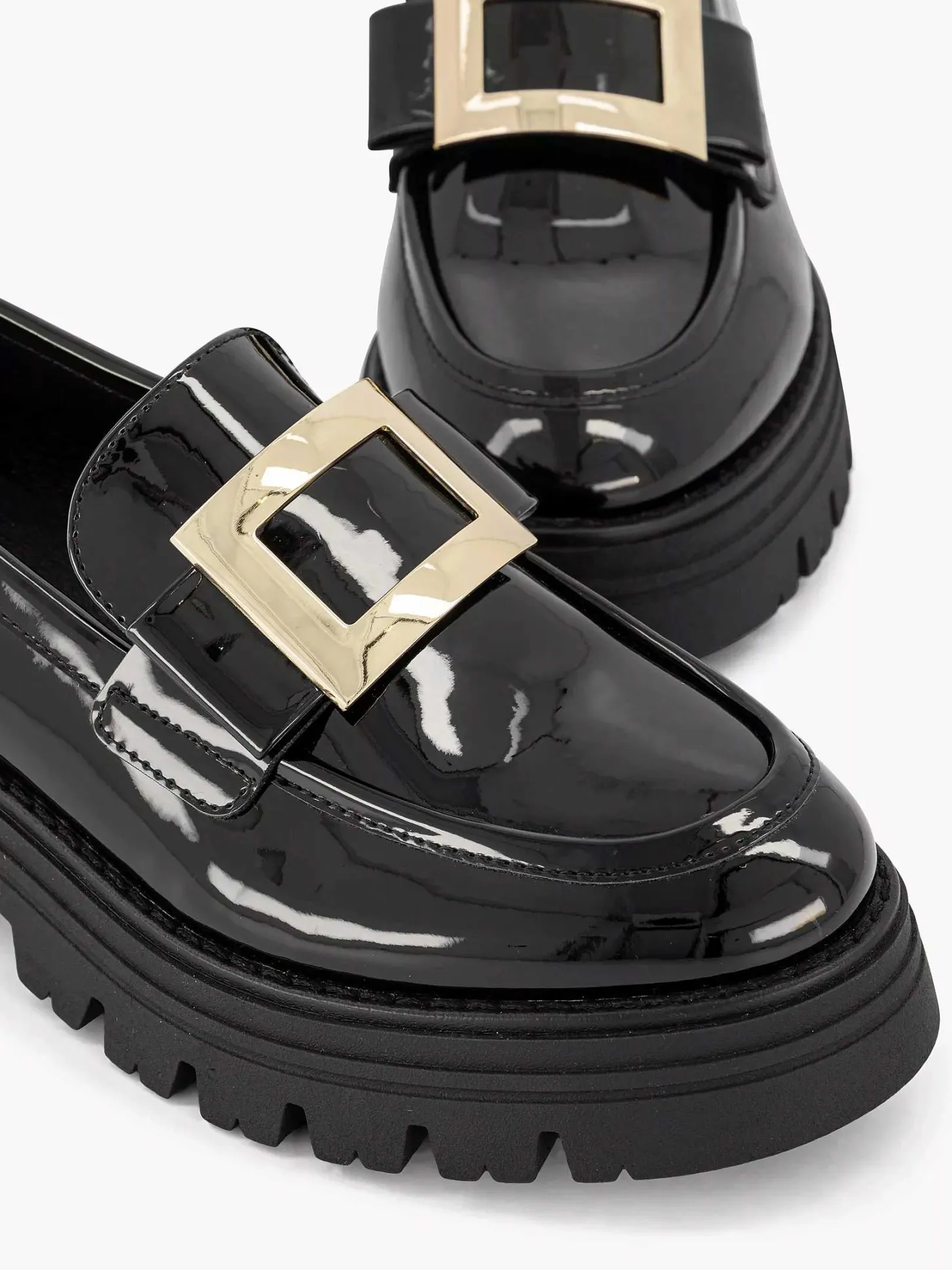 New Zwarte Chunky Loafer Lak Dames Instappers