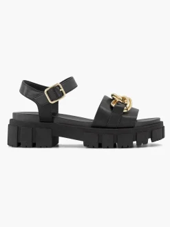 Zwarte Chunky Sandaal Sierketting Dames Sandalen