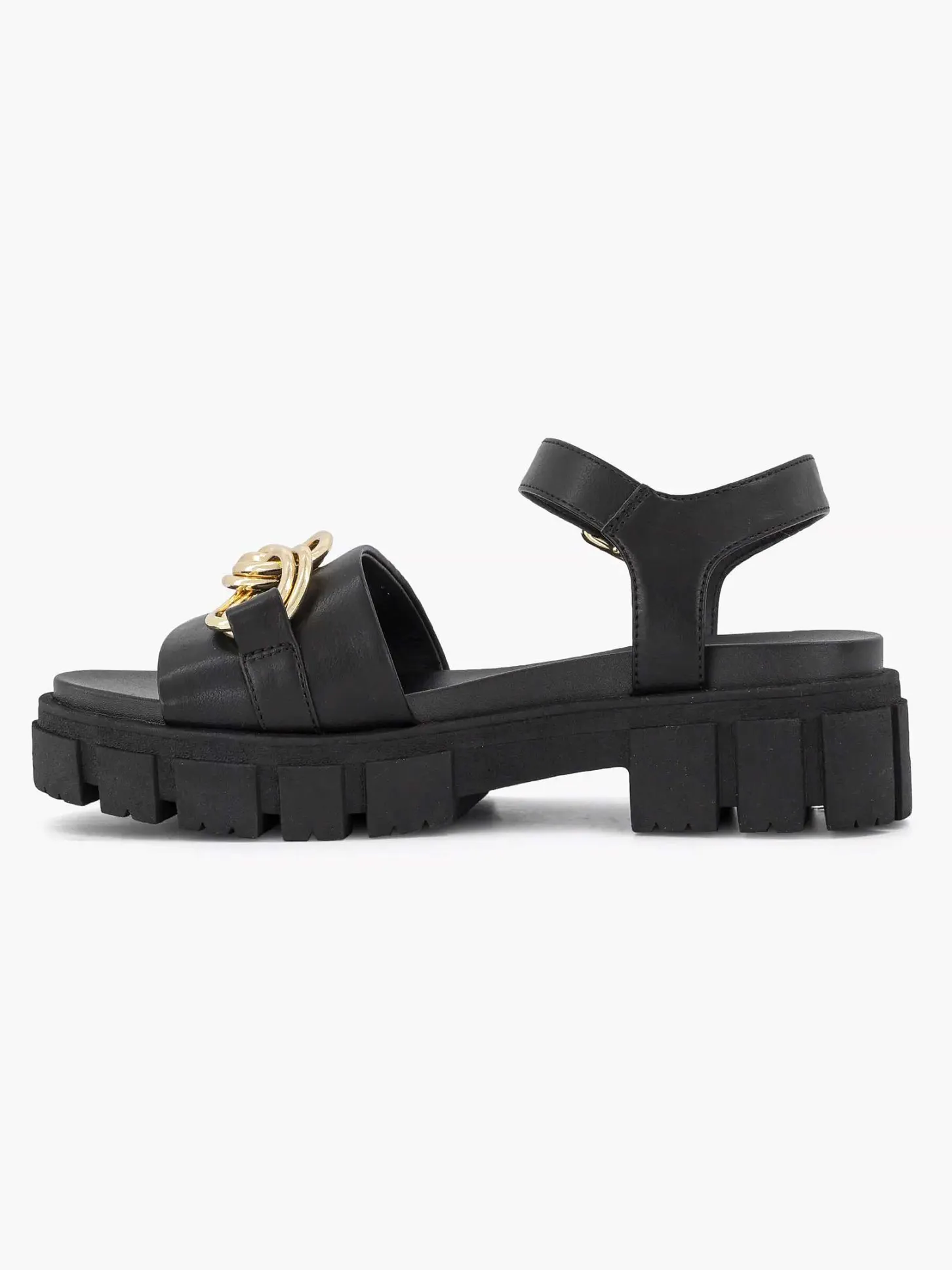 Zwarte Chunky Sandaal Sierketting Dames Sandalen