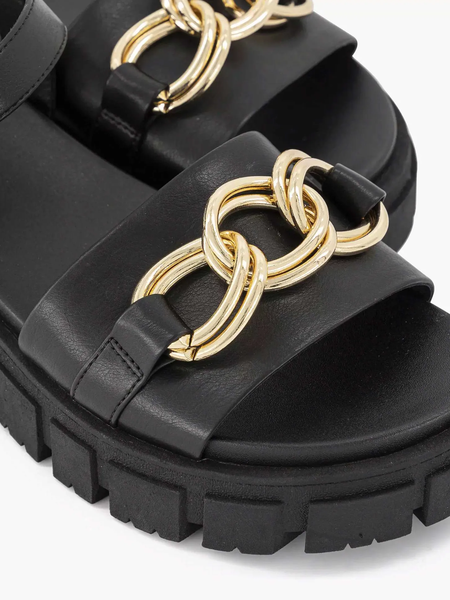 Zwarte Chunky Sandaal Sierketting Dames Sandalen