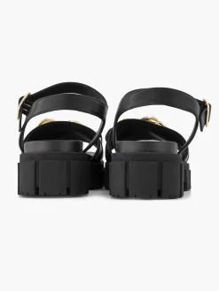 Zwarte Chunky Sandaal Sierketting Dames Sandalen