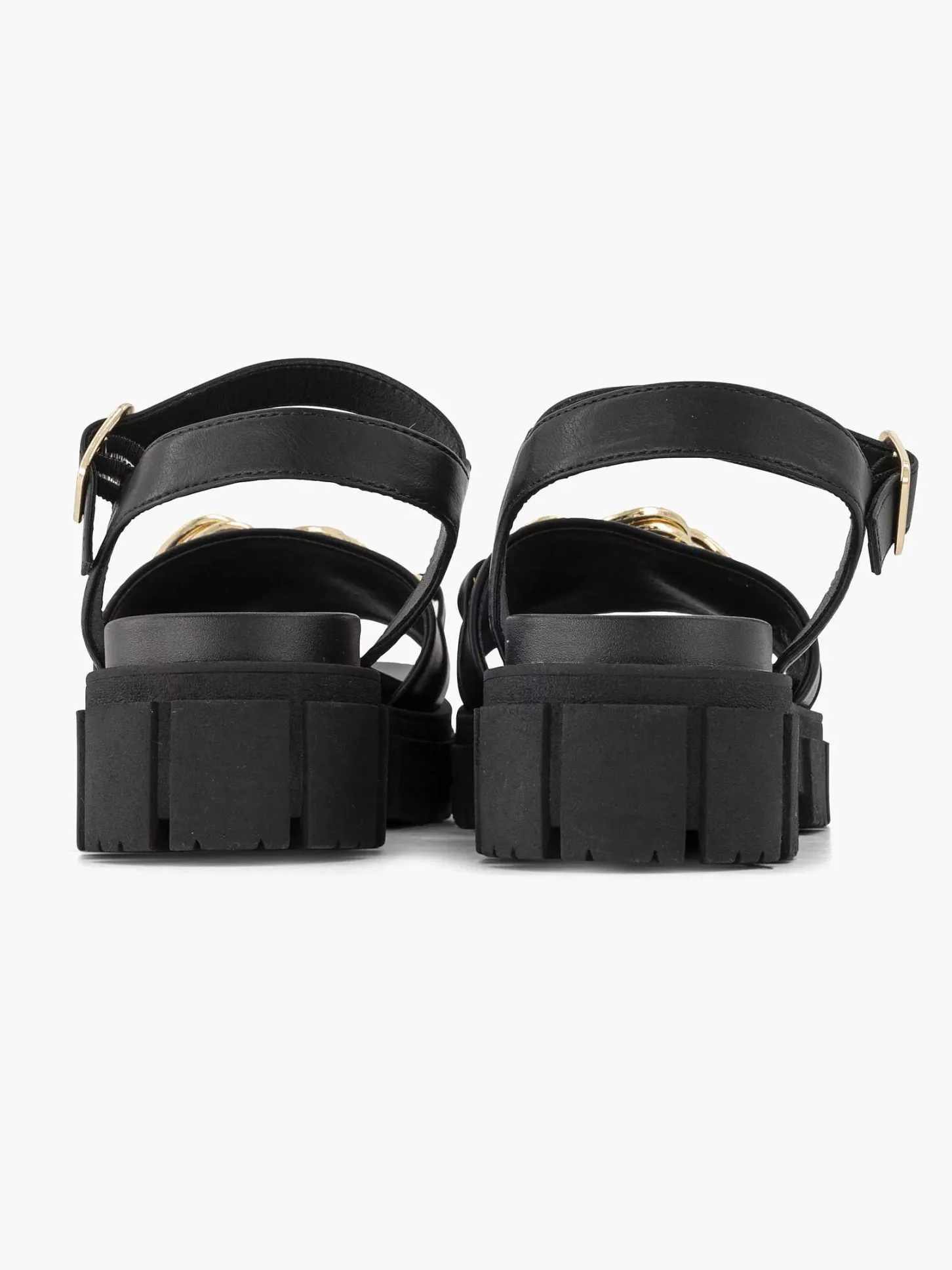 Zwarte Chunky Sandaal Sierketting Dames Sandalen